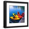 Yellow & Red Kayak On The Lake-null-Framed Art Print