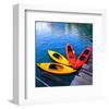 Yellow & Red Kayak On The Lake-null-Framed Art Print