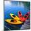 Yellow & Red Kayak On The Lake-null-Mounted Art Print
