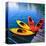 Yellow & Red Kayak On The Lake-null-Stretched Canvas