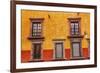 Yellow Red Wall Brown Windows Metal Gates, San Miguel de Allende, Mexico-William Perry-Framed Photographic Print