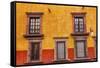Yellow Red Wall Brown Windows Metal Gates, San Miguel de Allende, Mexico-William Perry-Framed Stretched Canvas