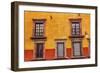 Yellow Red Wall Brown Windows Metal Gates, San Miguel de Allende, Mexico-William Perry-Framed Photographic Print