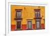 Yellow Red Wall Brown Windows Metal Gates, San Miguel de Allende, Mexico-William Perry-Framed Photographic Print