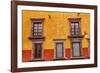 Yellow Red Wall Brown Windows Metal Gates, San Miguel de Allende, Mexico-William Perry-Framed Photographic Print