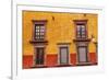Yellow Red Wall Brown Windows Metal Gates, San Miguel de Allende, Mexico-William Perry-Framed Premium Photographic Print