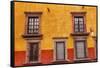 Yellow Red Wall Brown Windows Metal Gates, San Miguel de Allende, Mexico-William Perry-Framed Stretched Canvas