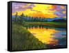 Yellow Reflections on Voorhis Pond-Patty Baker-Framed Stretched Canvas