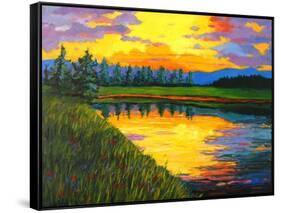 Yellow Reflections on Voorhis Pond-Patty Baker-Framed Stretched Canvas