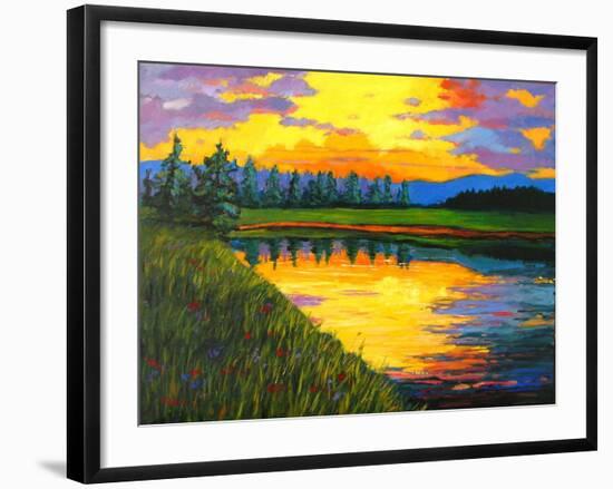 Yellow Reflections on Voorhis Pond-Patty Baker-Framed Art Print