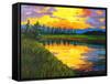 Yellow Reflections on Voorhis Pond-Patty Baker-Framed Stretched Canvas