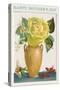 Yellow Rose in Vase-null-Stretched Canvas