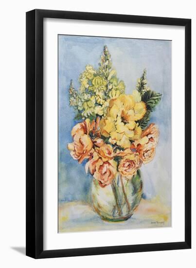 Yellow Roses and Antirrhinums, 2001-Joan Thewsey-Framed Giclee Print