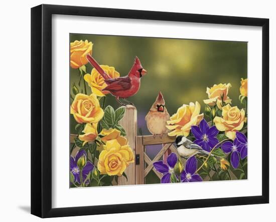 Yellow Roses and Songbirds-William Vanderdasson-Framed Giclee Print