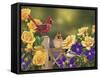 Yellow Roses and Songbirds-William Vanderdasson-Framed Stretched Canvas