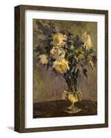 Yellow Roses In Glass Vase-Allayn Stevens-Framed Art Print