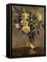 Yellow Roses In Glass Vase-Allayn Stevens-Framed Stretched Canvas