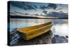 Yellow Rowing Boat on the Shore of a Lake in Bermagui, Australia at Sunset-A Periam Photography-Stretched Canvas