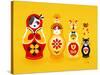 Yellow Russian Dolls-Cat Coquillette-Stretched Canvas