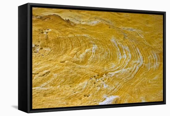 Yellow sandstone, ferruginious pipes, coastal cliff erosion, Redend Point-Nicholas & Sherry Lu Aldridge-Framed Stretched Canvas