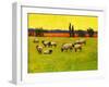 Yellow Sky with Sheep-Patty Baker-Framed Art Print