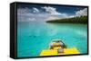 Yellow Sundeck of a Boat in the Ant Atoll, Pohnpei, Micronesia, Pacific-Michael Runkel-Framed Stretched Canvas