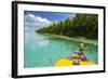 Yellow Sundeck of a Boat in the Ant Atoll, Pohnpei, Micronesia, Pacific-Michael Runkel-Framed Photographic Print