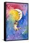 Yellow Tabby Cat Hanging from Moon-sylvia pimental-Framed Stretched Canvas