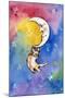 Yellow Tabby Cat Hanging from Moon-sylvia pimental-Mounted Art Print