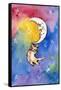 Yellow Tabby Cat Hanging from Moon-sylvia pimental-Framed Stretched Canvas