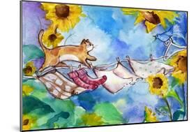 Yellow Tabby Cat Walking on Clothesline-sylvia pimental-Mounted Art Print