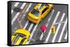 Yellow Taxi Cabs and Crossing, Overhead View, New York, Manhattan, New York, USA-Peter Adams-Framed Stretched Canvas