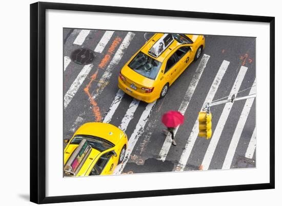 Yellow Taxi Cabs and Crossing, Overhead View, New York, Manhattan, New York, USA-Peter Adams-Framed Photographic Print