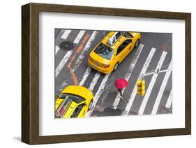 Yellow Taxi Cabs and Crossing, Overhead View, New York, Manhattan, New York, USA-Peter Adams-Framed Photographic Print