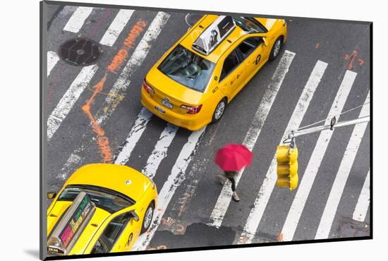 Yellow Taxi Cabs and Crossing, Overhead View, New York, Manhattan, New York, USA-Peter Adams-Mounted Photographic Print