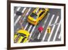 Yellow Taxi Cabs and Crossing, Overhead View, New York, Manhattan, New York, USA-Peter Adams-Framed Photographic Print