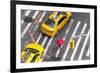 Yellow Taxi Cabs and Crossing, Overhead View, New York, Manhattan, New York, USA-Peter Adams-Framed Photographic Print