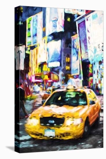 Yellow Taxi - In the Style of Oil Painting-Philippe Hugonnard-Stretched Canvas