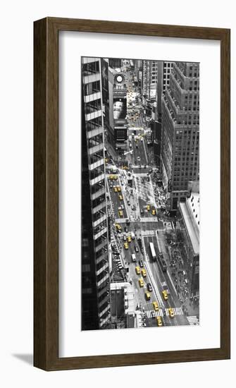 Yellow taxi in Times Square, NYC-Michel Setboun-Framed Art Print