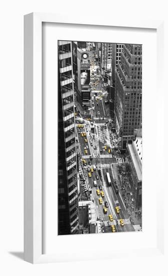 Yellow taxi in Times Square, NYC-Michel Setboun-Framed Art Print