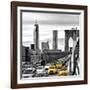 Yellow Taxi on Brooklyn Bridge Overlooking the One World Trade Center (1WTC)-Philippe Hugonnard-Framed Photographic Print