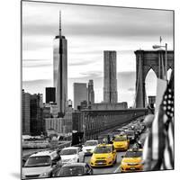 Yellow Taxi on Brooklyn Bridge Overlooking the One World Trade Center (1WTC)-Philippe Hugonnard-Mounted Photographic Print