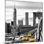 Yellow Taxi on Brooklyn Bridge Overlooking the One World Trade Center (1WTC)-Philippe Hugonnard-Mounted Photographic Print