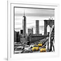 Yellow Taxi on Brooklyn Bridge Overlooking the One World Trade Center (1WTC)-Philippe Hugonnard-Framed Photographic Print