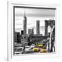 Yellow Taxi on Brooklyn Bridge Overlooking the One World Trade Center (1WTC)-Philippe Hugonnard-Framed Photographic Print