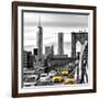 Yellow Taxi on Brooklyn Bridge Overlooking the One World Trade Center (1WTC)-Philippe Hugonnard-Framed Photographic Print