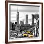 Yellow Taxi on Brooklyn Bridge Overlooking the One World Trade Center (1WTC)-Philippe Hugonnard-Framed Photographic Print