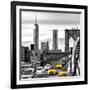 Yellow Taxi on Brooklyn Bridge Overlooking the One World Trade Center (1WTC)-Philippe Hugonnard-Framed Photographic Print