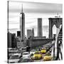Yellow Taxi on Brooklyn Bridge Overlooking the One World Trade Center (1WTC)-Philippe Hugonnard-Stretched Canvas