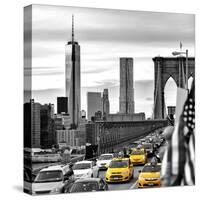 Yellow Taxi on Brooklyn Bridge Overlooking the One World Trade Center (1WTC)-Philippe Hugonnard-Stretched Canvas